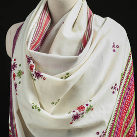 Kutch Handwoven Mirror Work Chomuk Buta Acrylic Wool Shawl 04