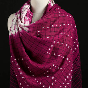 Kutch Handwoven Clamp Dyed Checks Bandhani Merino Wool Shawl 08