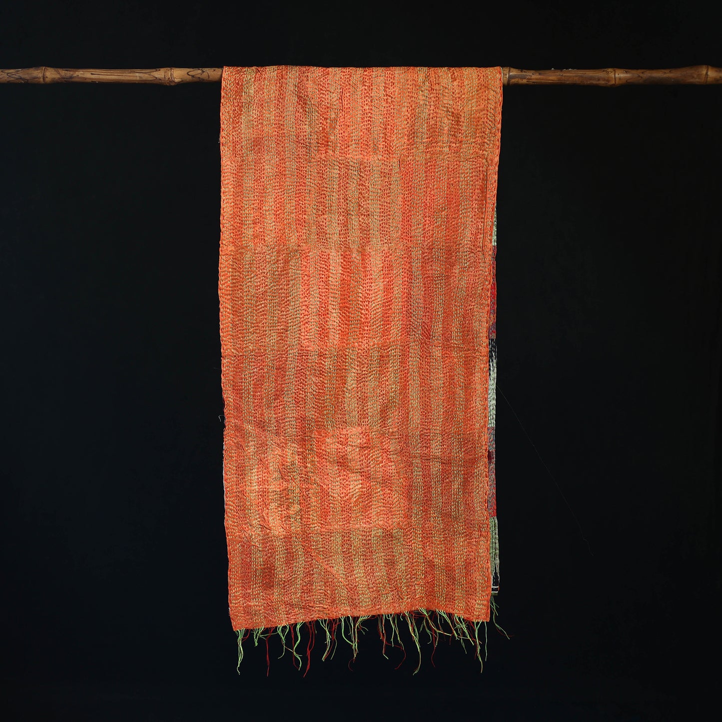 Bengal Kantha Handwork Patchwork Reversible Silk Stole 209