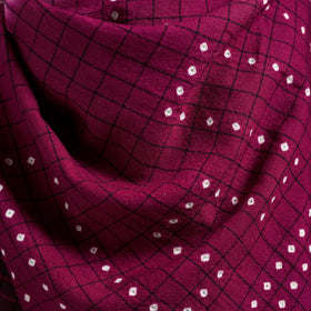Kutch Handwoven Clamp Dyed Checks Bandhani Merino Wool Shawl 08