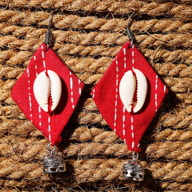 Red - rasha handcrafted gs & shell work fabart earrings