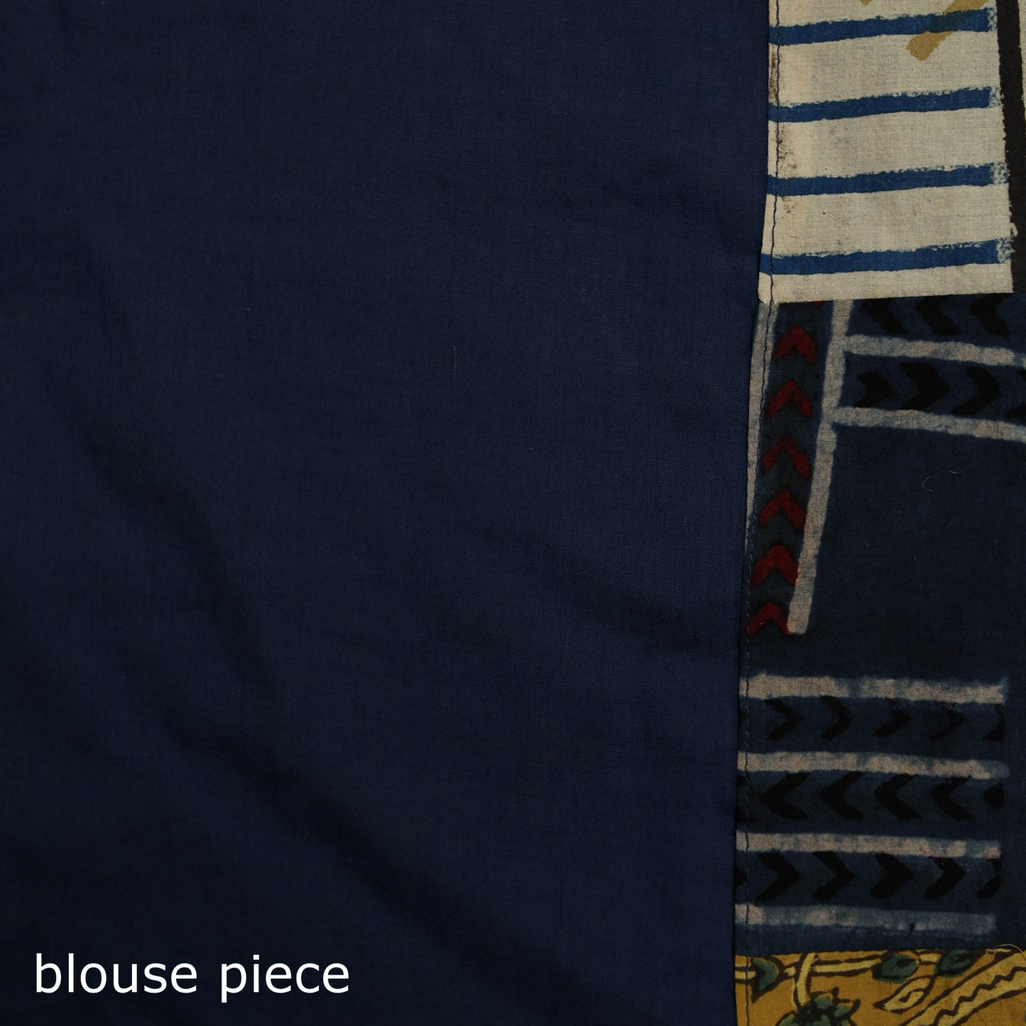 Ajrakh Hand Block Print Patchwork Pure Mul Cotton Saree 14