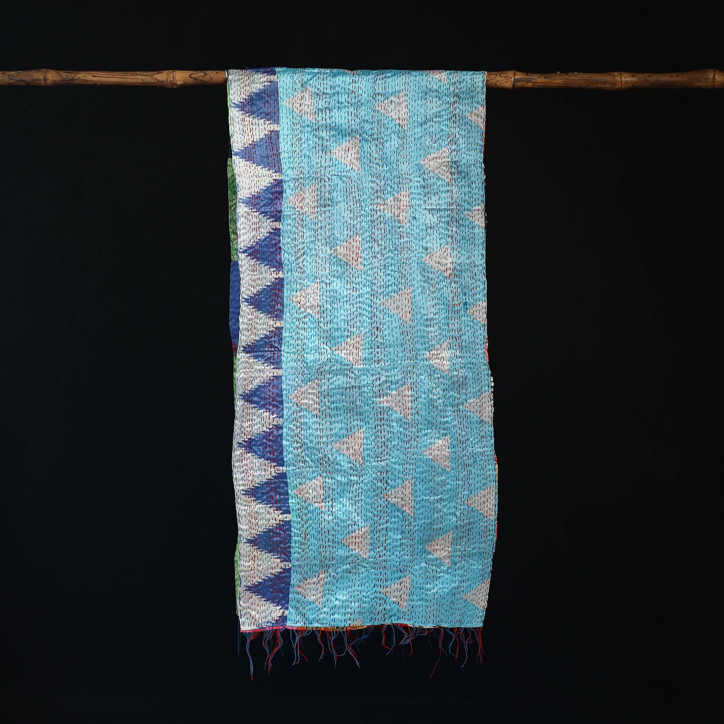 Bengal Kantha Handwork Patchwork Reversible Silk Stole 205