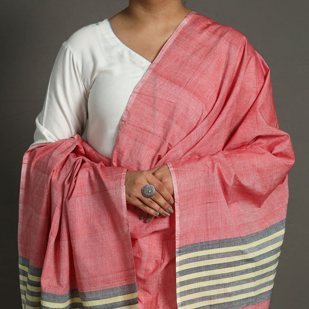 Pink - Chendamangalam Kuriappilly Handloom Cotton Dupatta 01