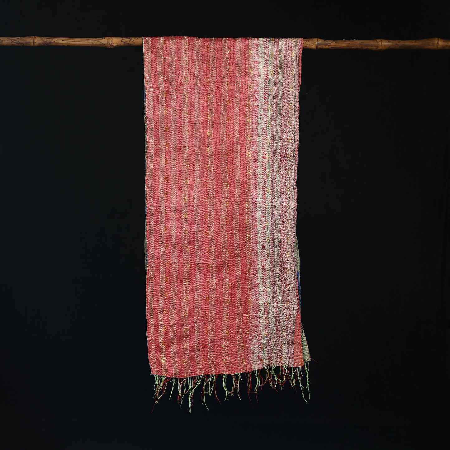 Bengal Kantha Handwork Patchwork Reversible Silk Stole 201
