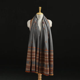 Kutch Handwoven Mirror Work Chomuk Buta Acrylic Wool Shawl 06