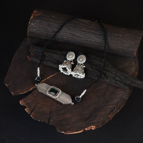 White - saanjh saaj classic german silver necklace set 34