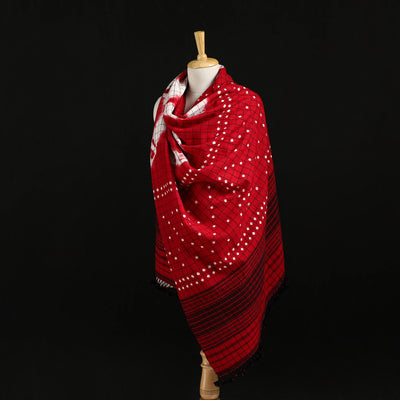 Kutch Handwoven Clamp Dyed Checks Bandhani Merino Wool Shawl 10