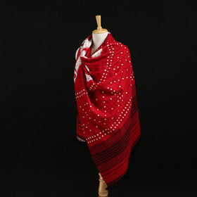 Kutch Handwoven Clamp Dyed Checks Bandhani Merino Wool Shawl 10