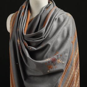 Kutch Handwoven Mirror Work Chomuk Buta Acrylic Wool Shawl 06