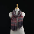 Handwoven Merino Wool Natural Dyed Hand Block Bagh Print Stole 18