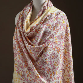 Floral Sanganeri Print Pure Merino Wool Handwoven Shawl 02