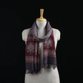 Handwoven Merino Wool Natural Dyed Hand Block Bagh Print Stole 19