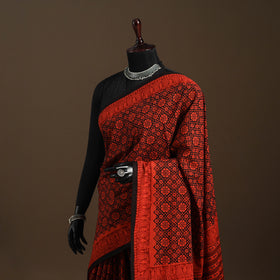 Red - mul cotton hand bagru saree 15 - handcrafted