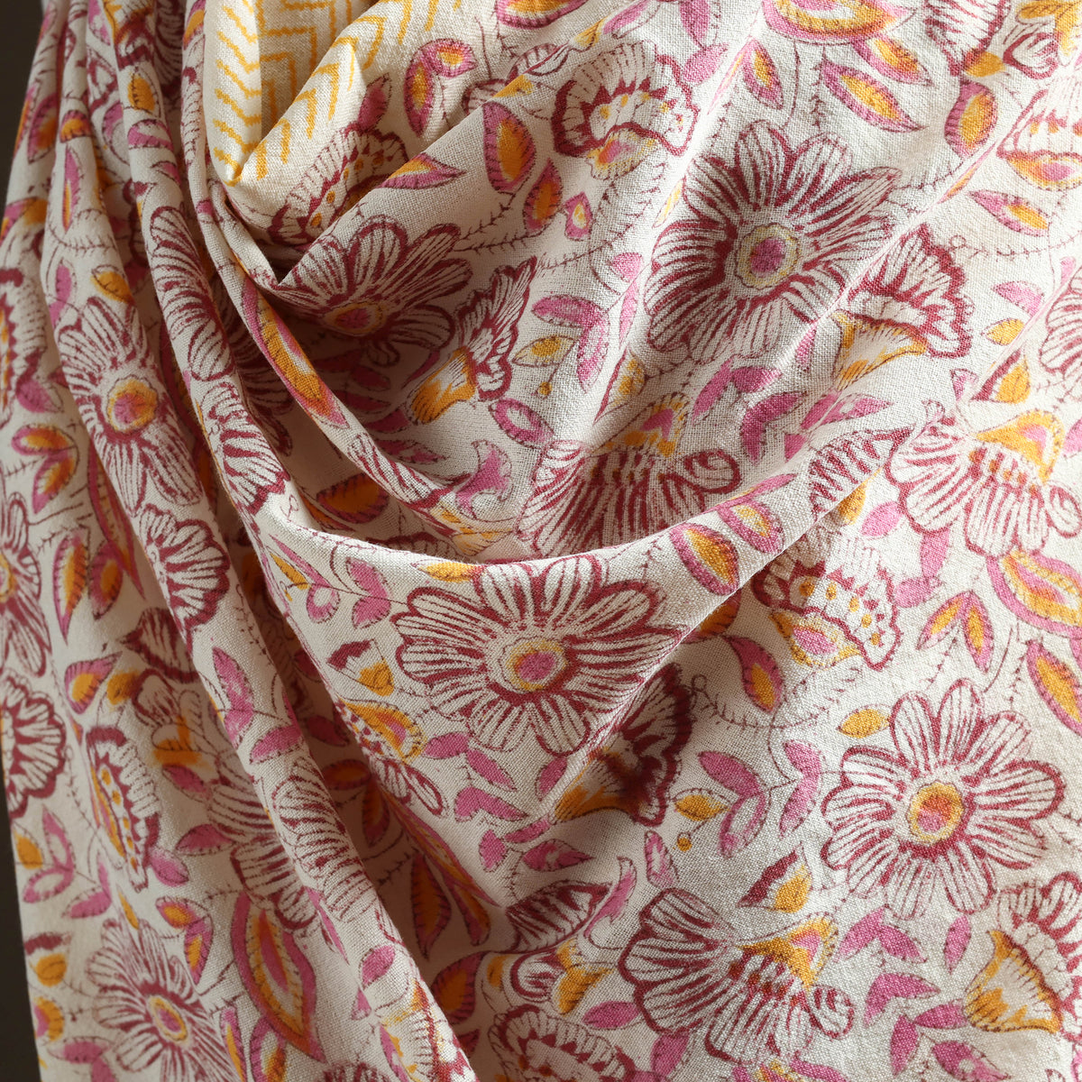 Floral Sanganeri Print Pure Merino Wool Handwoven Shawl 02