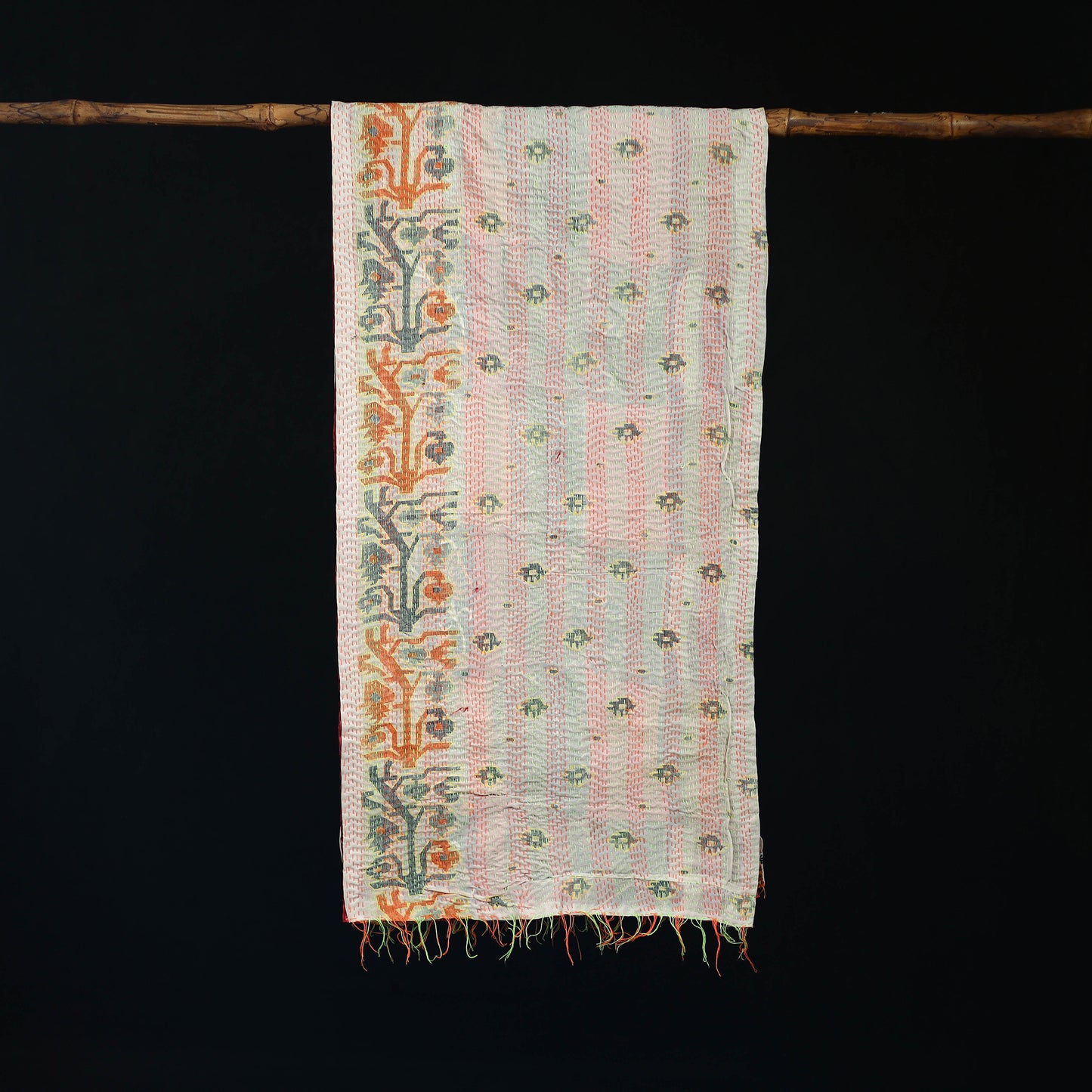 Bengal Kantha Handwork Patchwork Reversible Silk Stole 197