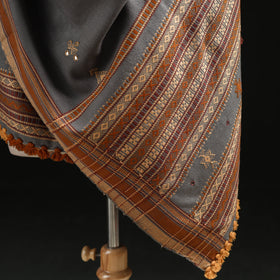 Kutch Handwoven Mirror Work Chomuk Buta Acrylic Wool Shawl 06