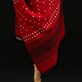 Kutch Handwoven Clamp Dyed Checks Bandhani Merino Wool Shawl 10