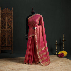 Pure Handloom Tissue Zari Buti Bead Work Katan Silk Chanderi Saree 02