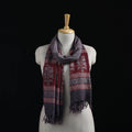 Handwoven Merino Wool Natural Dyed Hand Block Bagh Print Stole 21