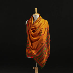 Kutch Handwoven Mirror Work Chomuk Buta Acrylic Wool Shawl 08
