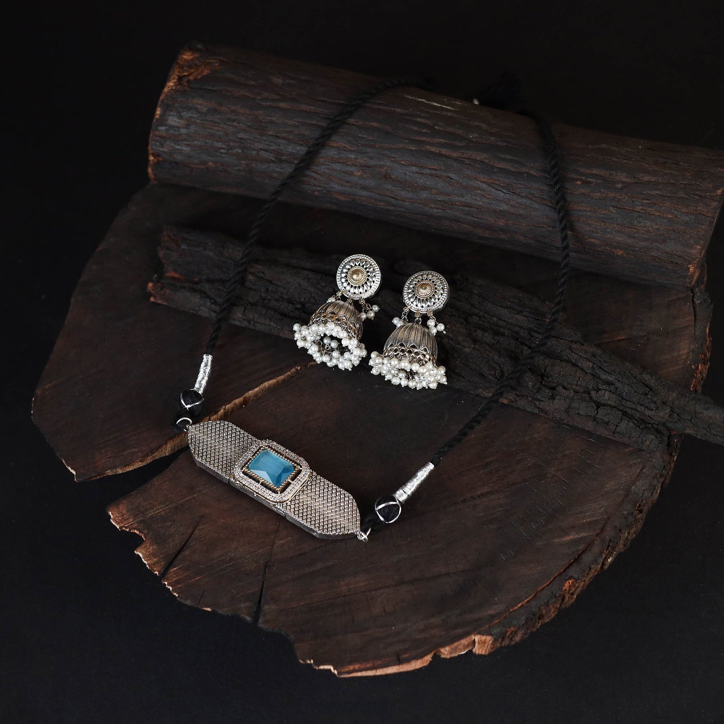 Saanjh Saaj Classic German Silver Necklace Set