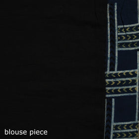 Ajrakh Hand Block Print Tagai & Mirror Patchwork Pure Mul Cotton Saree 16