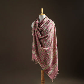 Floral Sanganeri Print Pure Merino Wool Handwoven Shawl 01