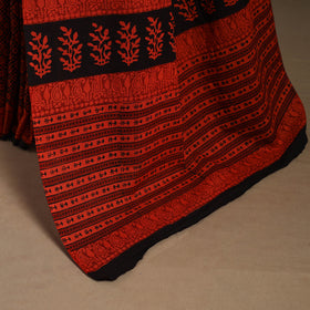 Red - mul cotton hand bagru saree 15 - handcrafted