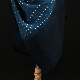 Kutch Handwoven Clamp Dyed Checks Bandhani Merino Wool Shawl 11