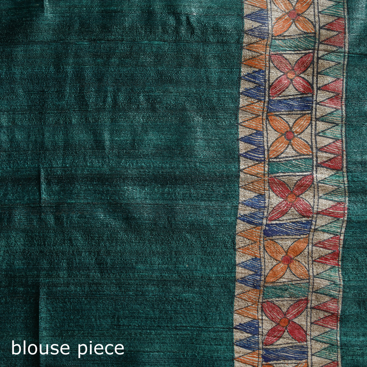 Green - Madhubani Handpainted Pure Ghicha Tussar Silk Handloom Saree 05
