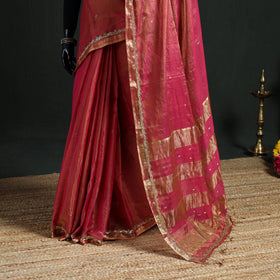 Pure Handloom Tissue Zari Buti Bead Work Katan Silk Chanderi Saree 02