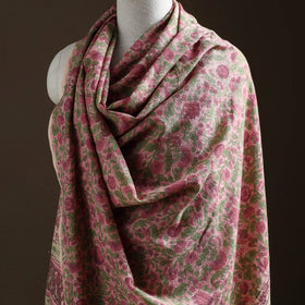Floral Sanganeri Print Pure Merino Wool Handwoven Shawl 01