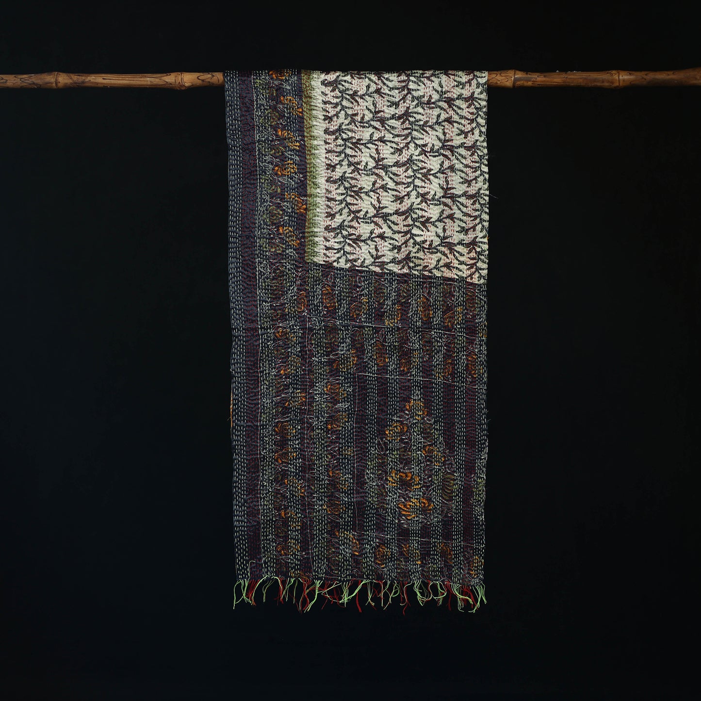 Bengal Kantha Handwork Patchwork Reversible Silk Stole 193
