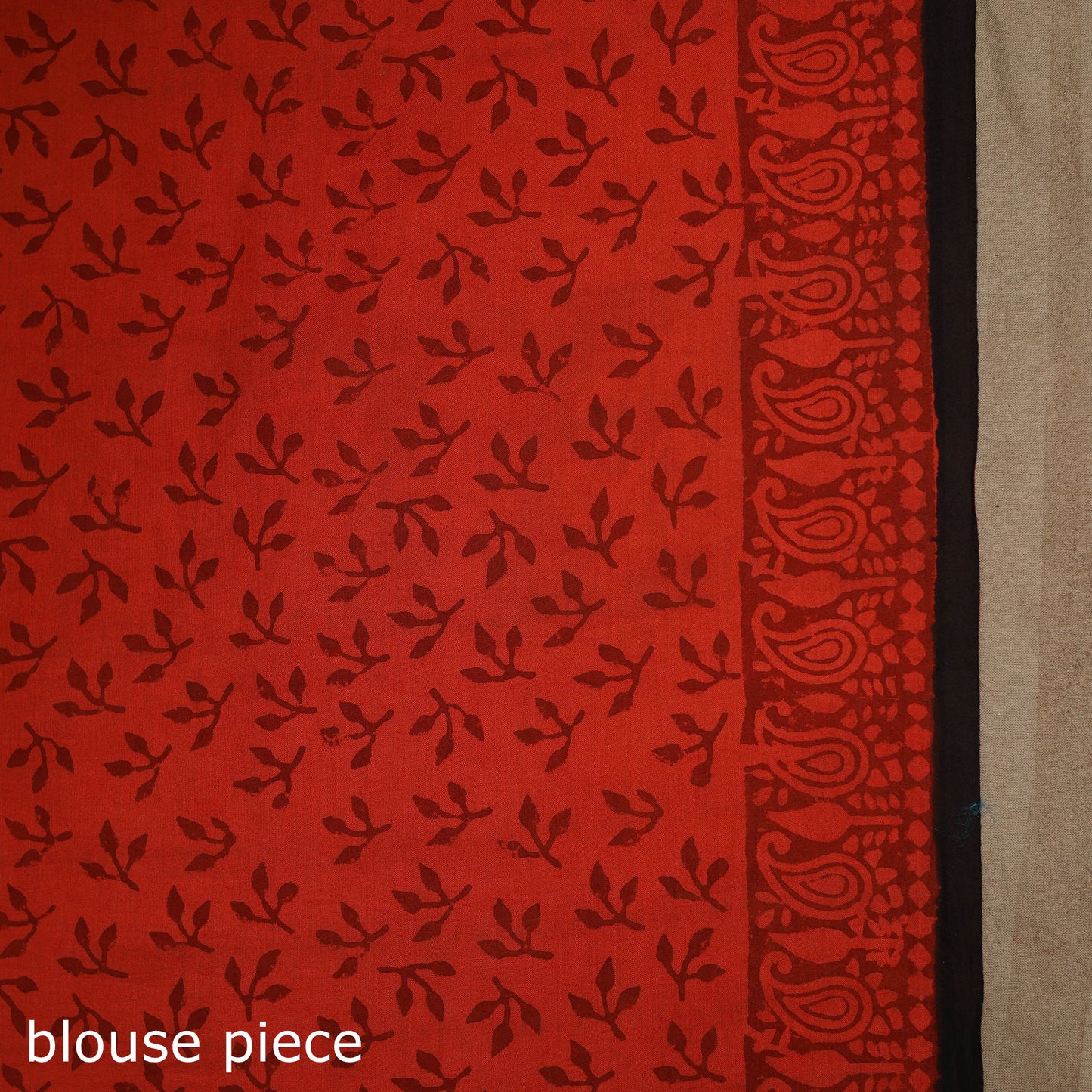 Red - mul cotton hand bagru saree 15 - handcrafted