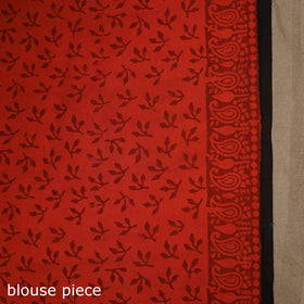 Red - mul cotton hand bagru saree 15 - handcrafted