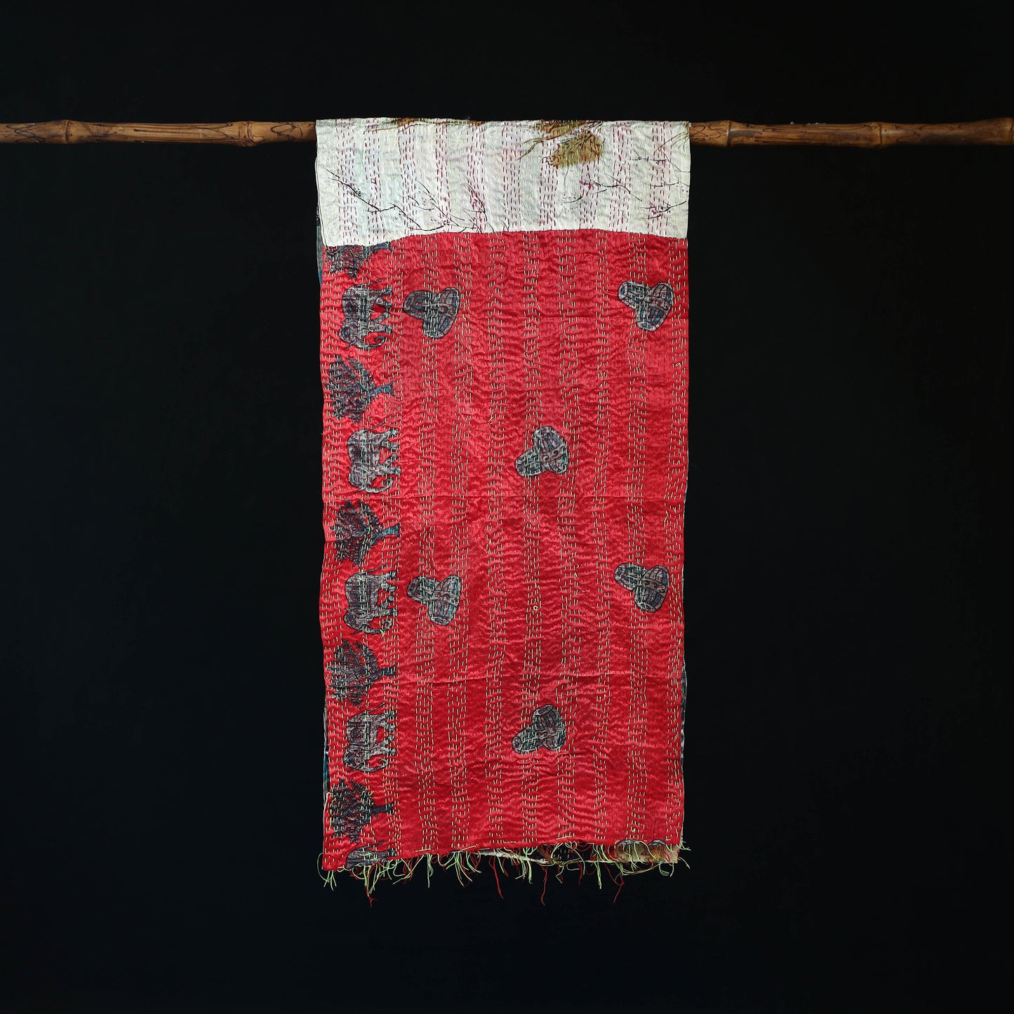 Bengal Kantha Handwork Patchwork Reversible Silk Stole 192