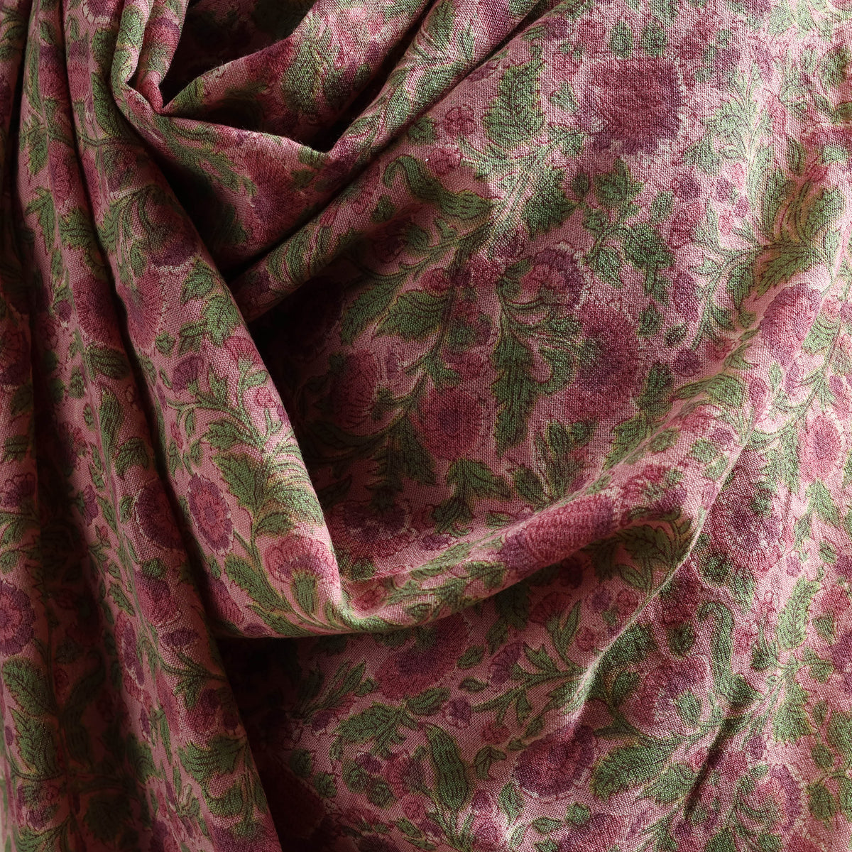 Floral Sanganeri Print Pure Merino Wool Handwoven Shawl 01