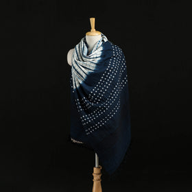 Kutch Handwoven Clamp Dyed Checks Bandhani Merino Wool Shawl 12