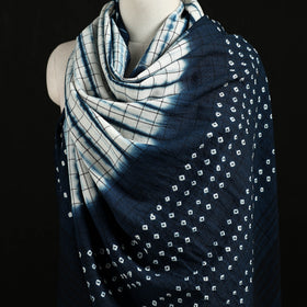 Kutch Handwoven Clamp Dyed Checks Bandhani Merino Wool Shawl 12