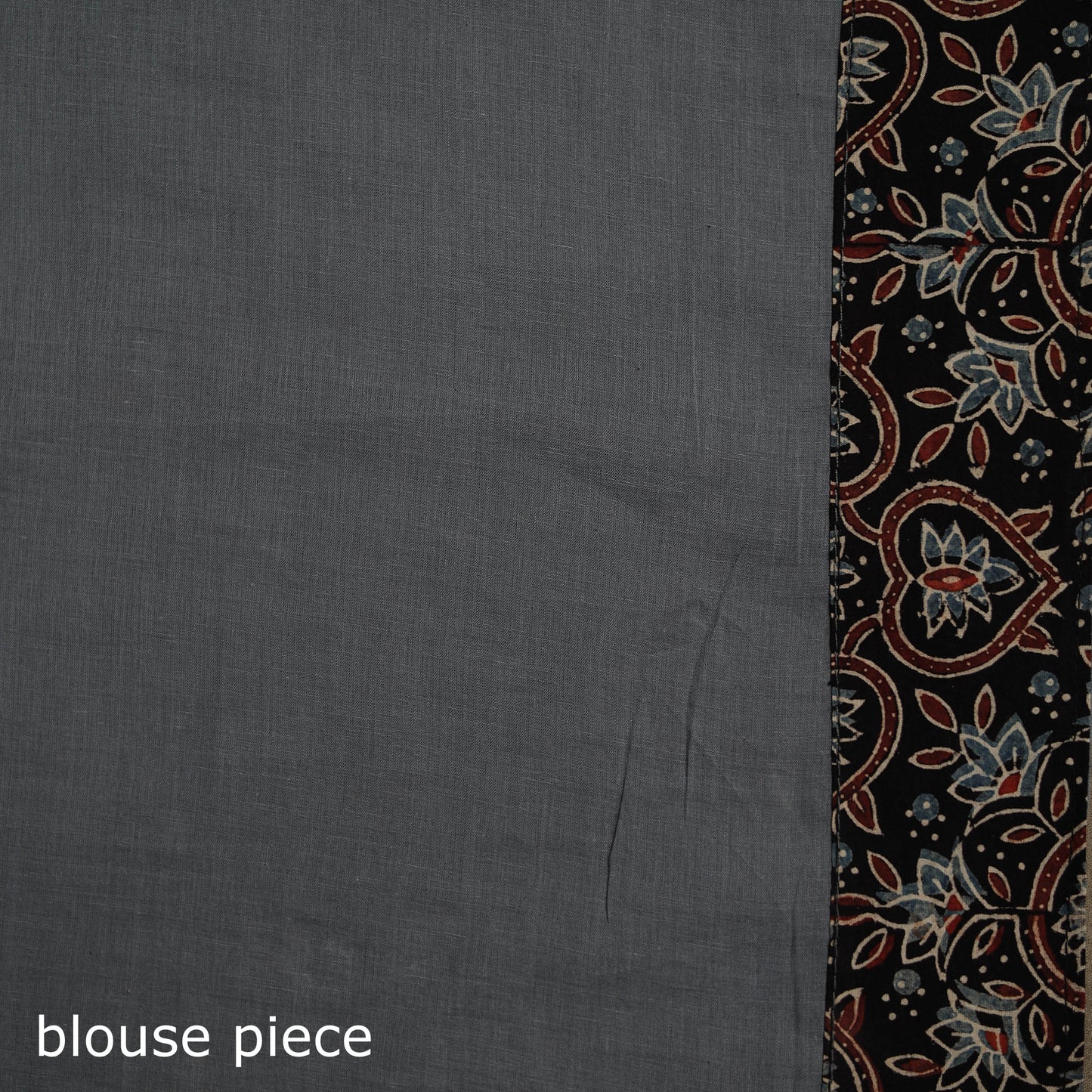 Ajrakh Hand Block Print Tagai & Mirror Patchwork Pure Mul Cotton Saree 08