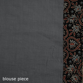Ajrakh Hand Block Print Tagai & Mirror Patchwork Pure Mul Cotton Saree 08
