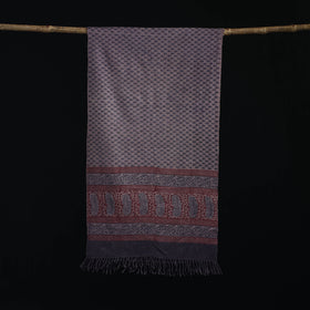 Handwoven Merino Wool Natural Dyed Hand Block Bagh Print Stole 05