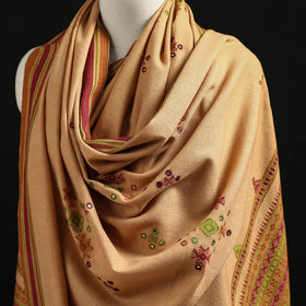 Kutch Handwoven Mirror Work Chomuk Buta Acrylic Wool Shawl 09