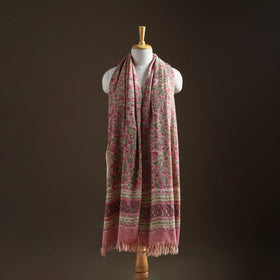Floral Sanganeri Print Pure Merino Wool Handwoven Shawl 01