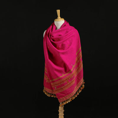 Kutch Bhujodi Handwoven Mirror Work Merino Wool Shawl 14