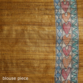Yellow - Madhubani Handpainted Pure Ghicha Tussar Silk Handloom Saree 06