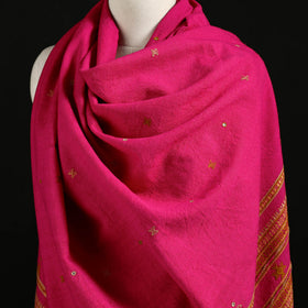 Kutch Bhujodi Handwoven Mirror Work Merino Wool Shawl 14