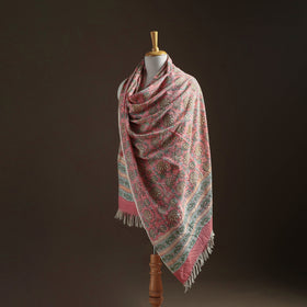 Floral Sanganeri Print Pure Merino Wool Handwoven Shawl 03