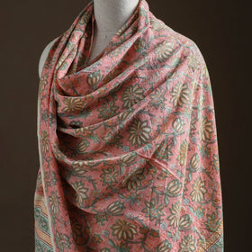 Floral Sanganeri Print Pure Merino Wool Handwoven Shawl 03